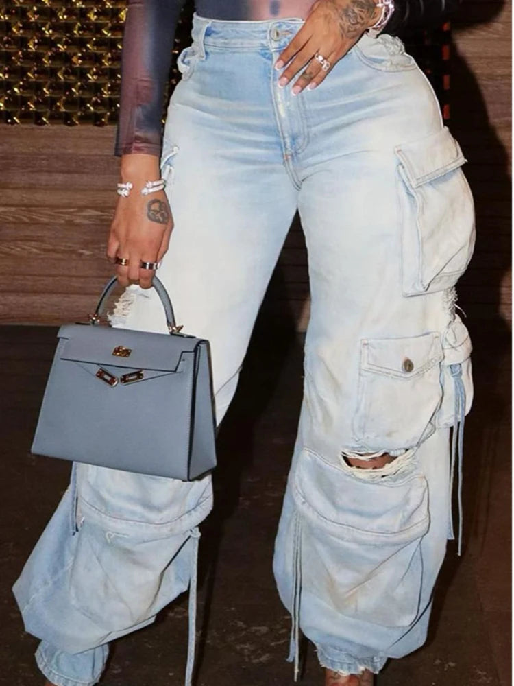 Ripped Cargo Jeans